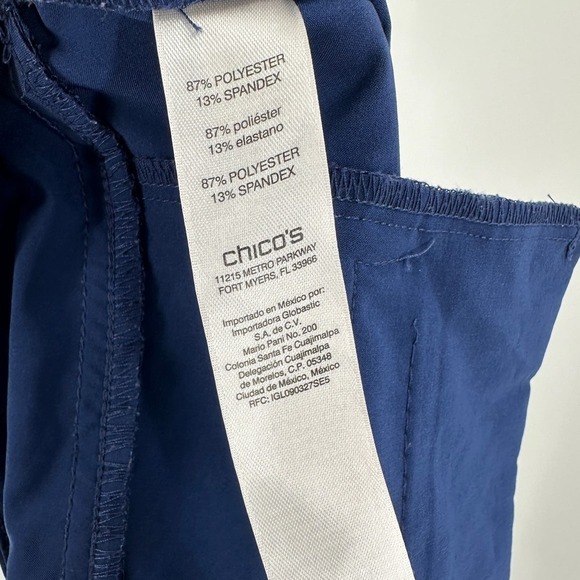 Chico's Blue Pockets Elastic Waistband Pull-On Workout Ankle Pants Size Medium - Picture 9 of 14